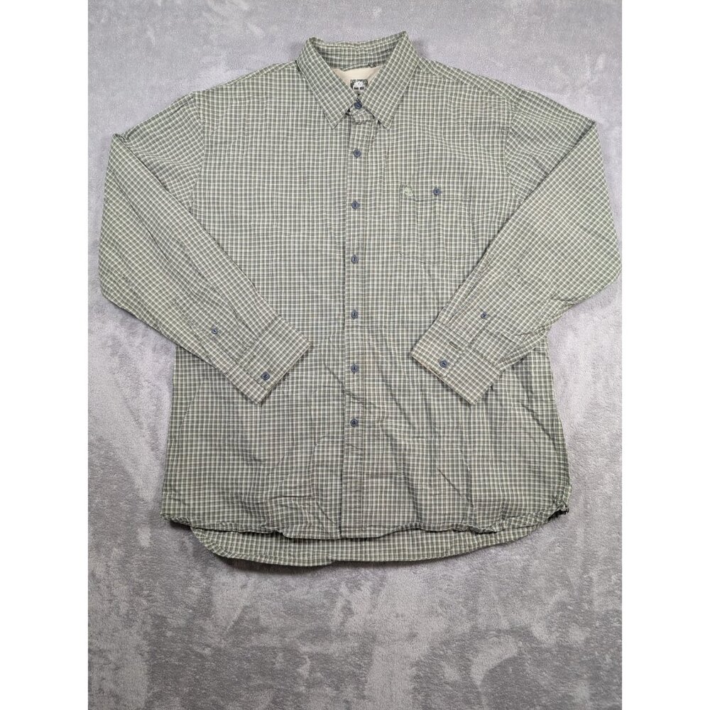 Timberland Button Up Shirt Mens Size XL Plaid Green Casual Work Outdoor Chore